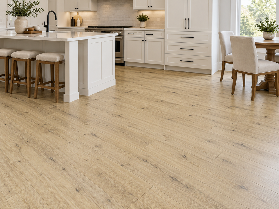 AI room visualization inspired by the avonshire oak flooring sample. Compare the actual sample in store.
